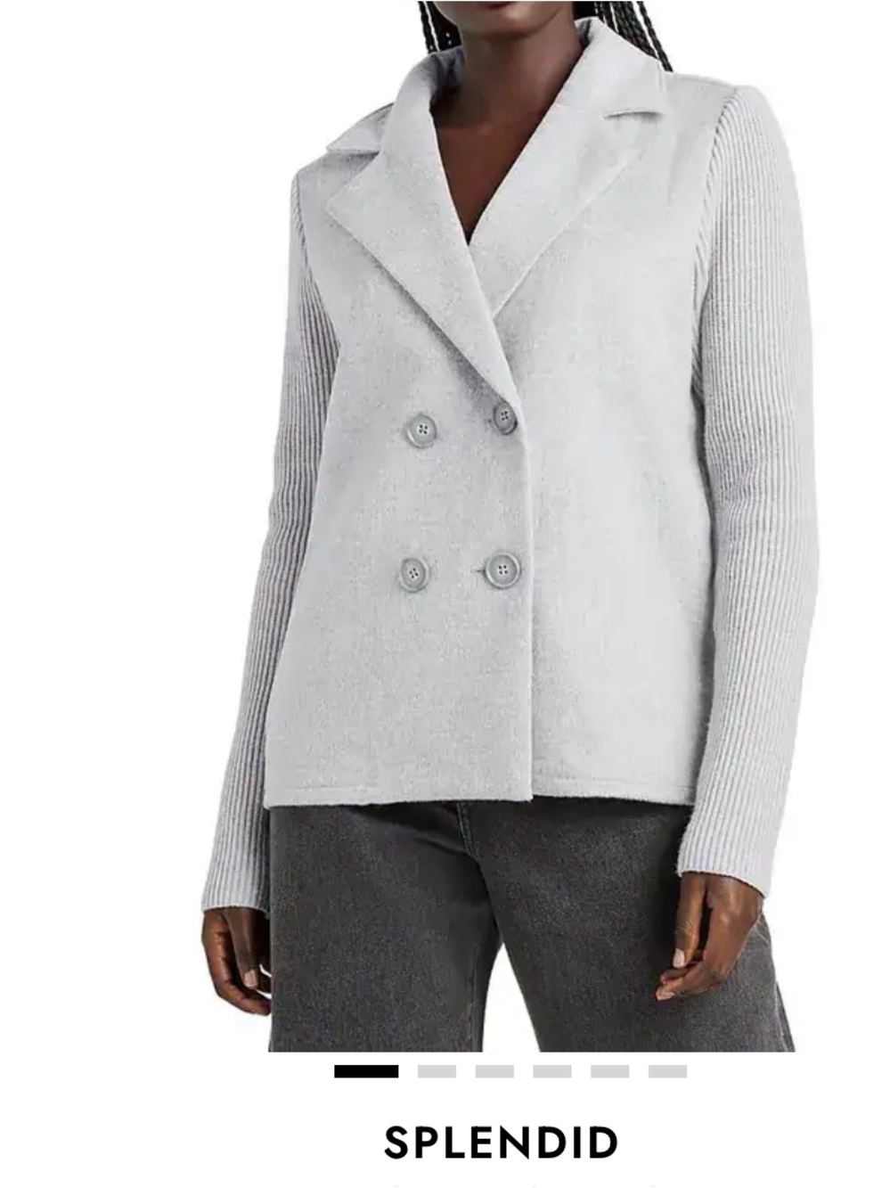 Splendid Collection Wool Blend Double Breasted Blazer Gray M